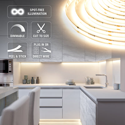 RibbonFlex Home Continuous LED Strip Light Tape, 24V, 3000 Lumens, 36W, 3000K