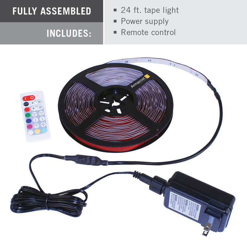 RibbonFlex Home RGBW Multicolor Indoor/Outdoor LED 24FT Strip Light Tape, 24V, 1456 Lumens, 24W, 3000K