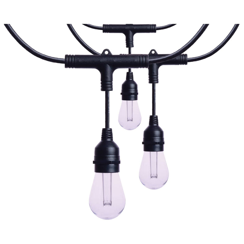 Black plastic starfish led string light with three clear glass edison-style bulbs for outdoor use 24 foot 120 volt