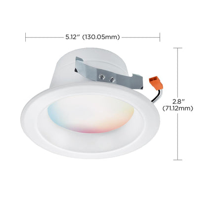 4 Inch LED Recessed Downlight, 8.7W, 700 Lumens, RGB & Tunable White, Starfish IOT, 120V