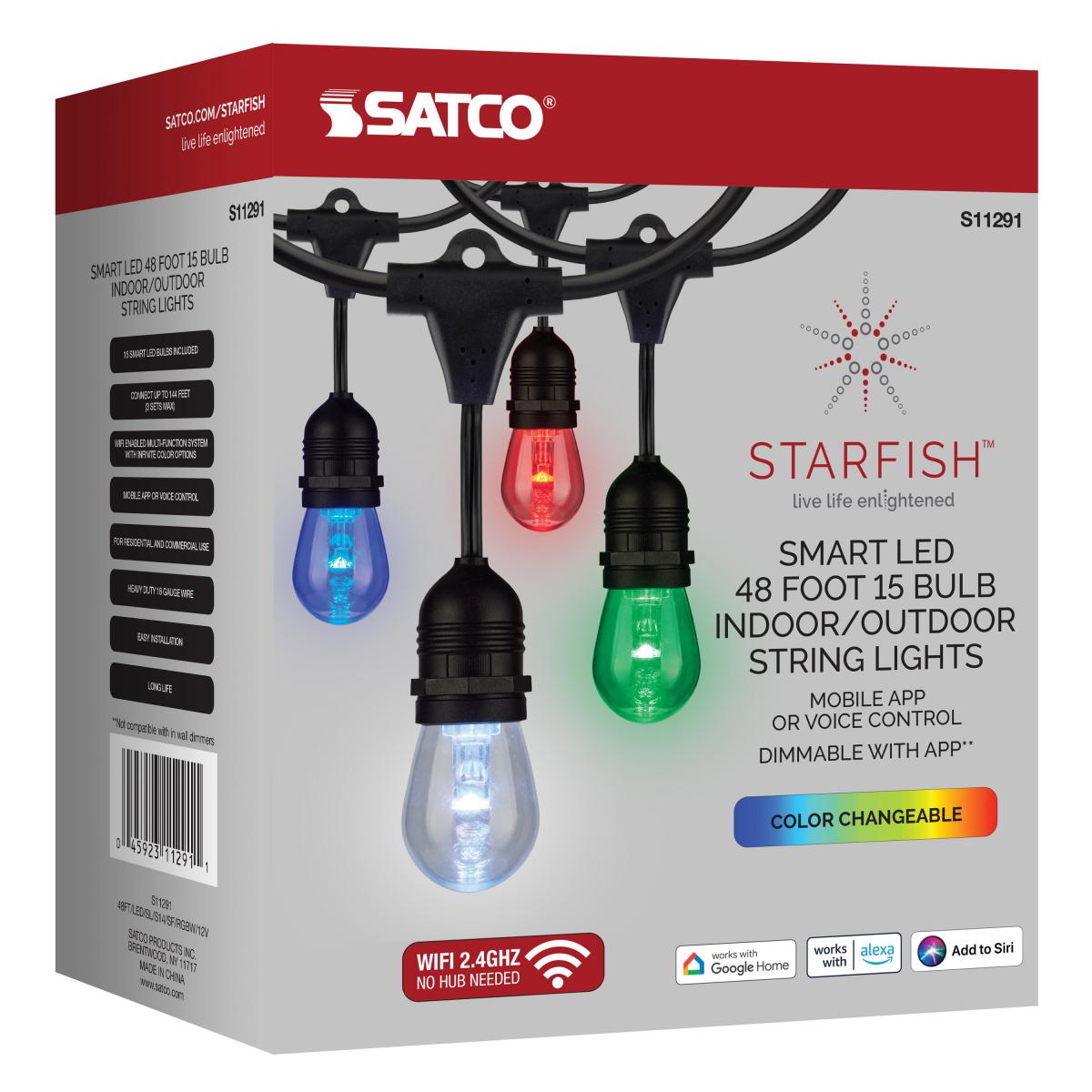 48Ft, 15-S14 Lamp, LED String Light, Starfish IOT, RGBW