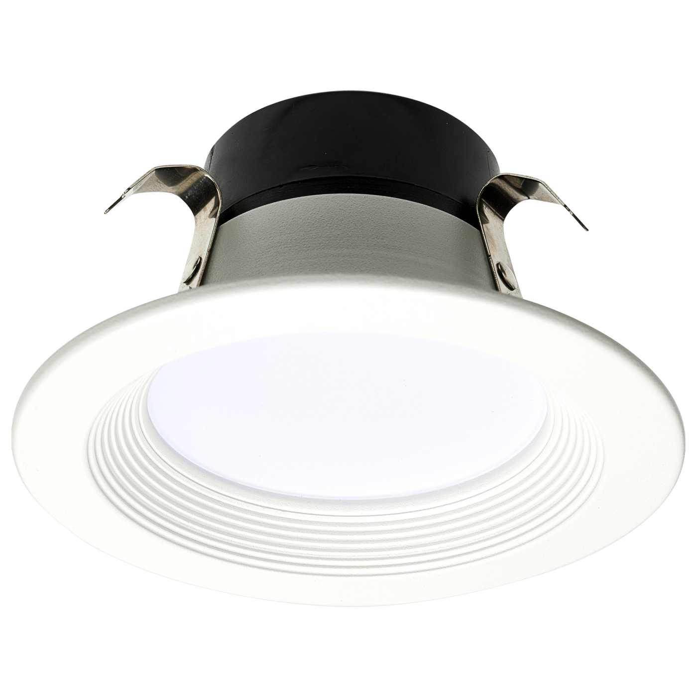 Ceiling light fixture with black and silver design on a white background
