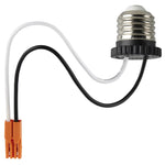Light bulb socket with wiring on a white background