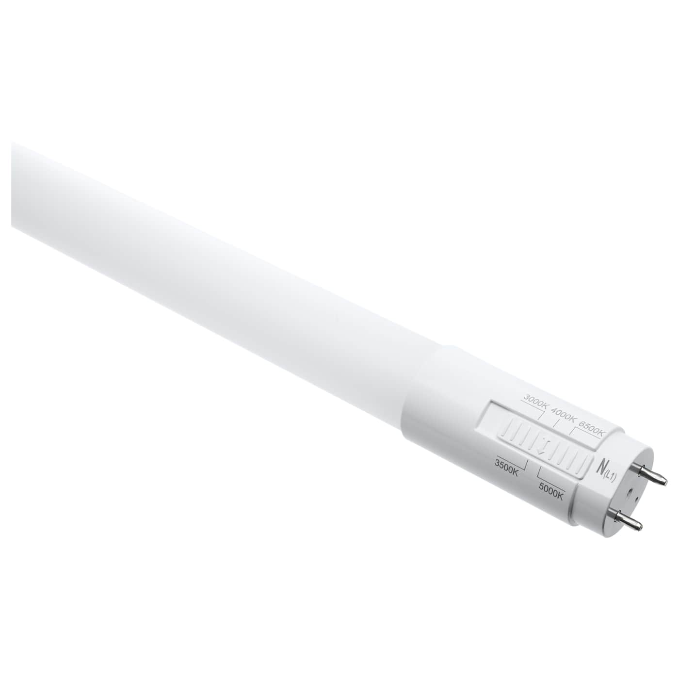 A white t8 light tube with a two-pin bi-pin connector at one end, shown diagonally on a plain white background.