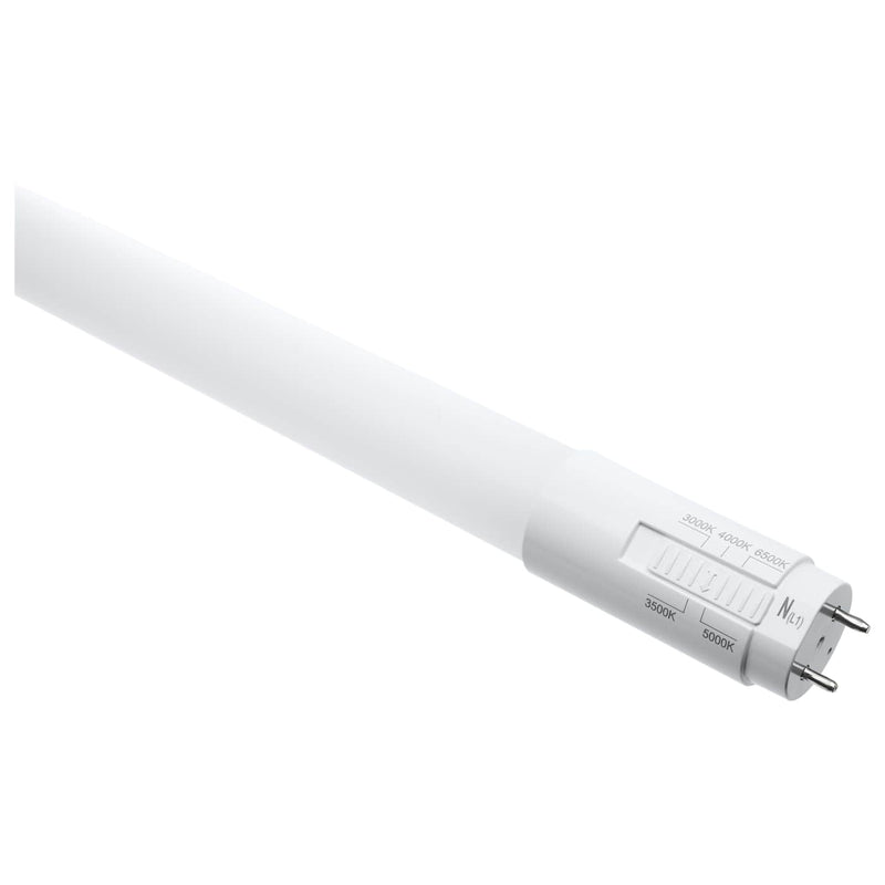 A white t8 light tube with a two-pin bi-pin connector at one end, shown diagonally on a plain white background.