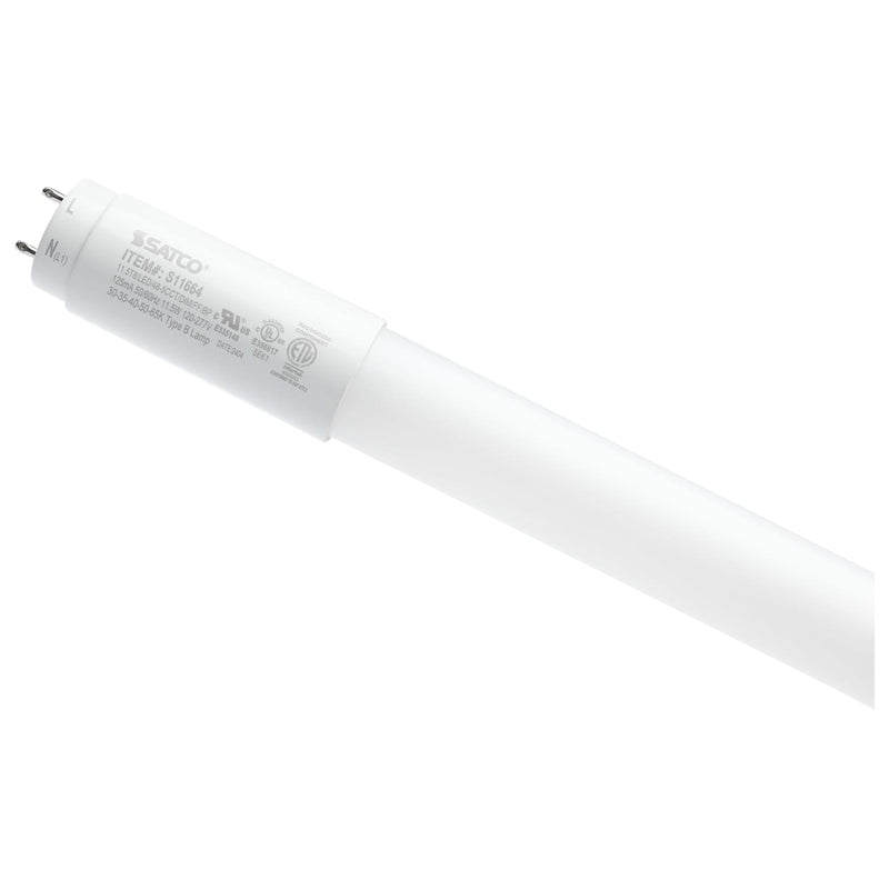 White t8 light bulb on a white background