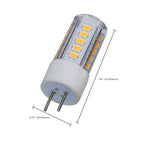 An LED G4RI bulb with dimension lines and text indicating its height of 1.8 inches (45.