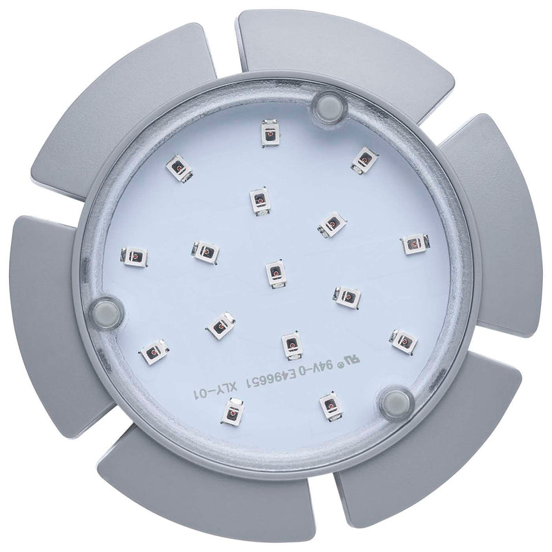 Circular LED light component with multiple small LED lights on a white background