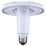 A white LED ceiling light with a ribbed circular reflector, a frosted cylindrical body, and a silver E14 screw base, shown against a plain white background.