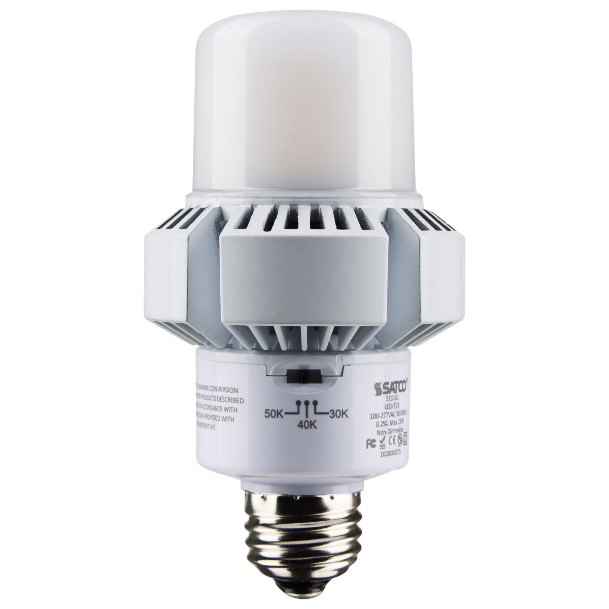 SATCO 25 Watt, A-Plus 23, LED, CCT Selectable 3K/4K/5K, Medium base, Type B, Ballast Bypass, 100-277 Volt, ColorQuick Technology