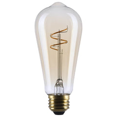 SATCO .5 Watt ST19 LED; 2000K CCT; Medium Base; Clear Glass; Amber Coil Filament; Dimmable; 120 Volt