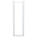 T-shaped white plastic frame on a white background