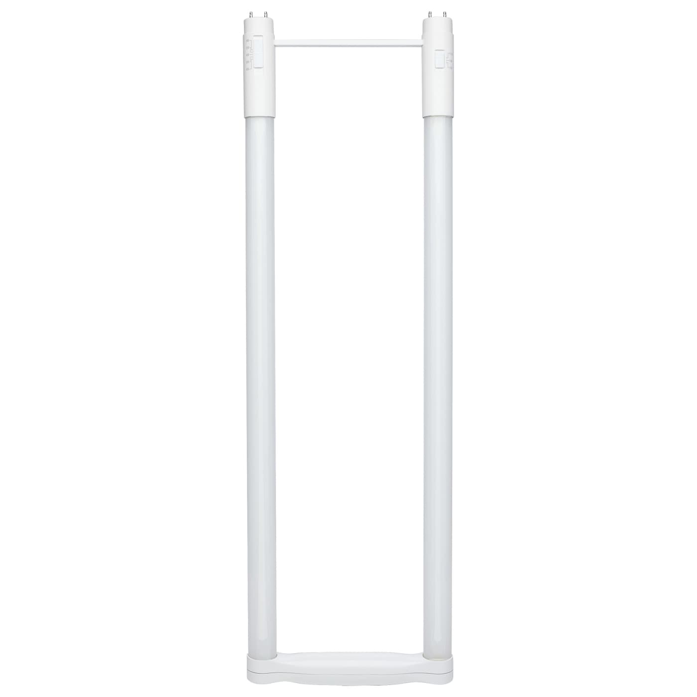 T-shaped white plastic frame on a white background