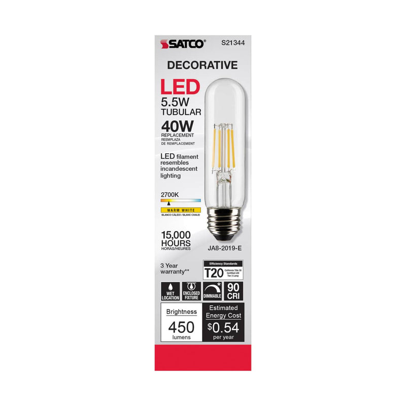 Satco LED bulb packaging on a white background