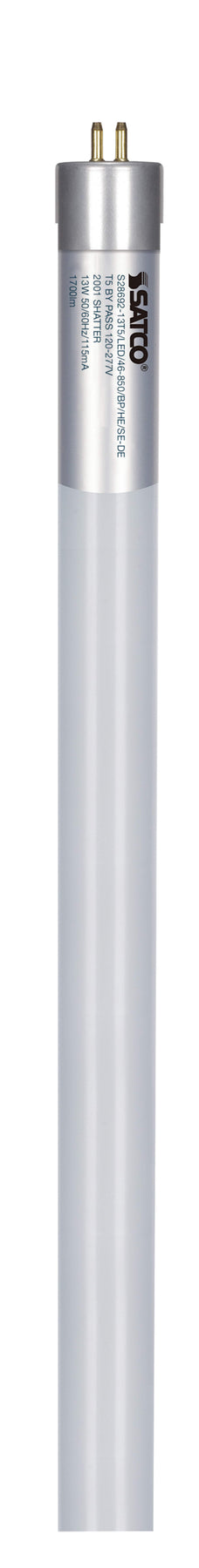 T5 LED tube light with a silver and white design on a white background