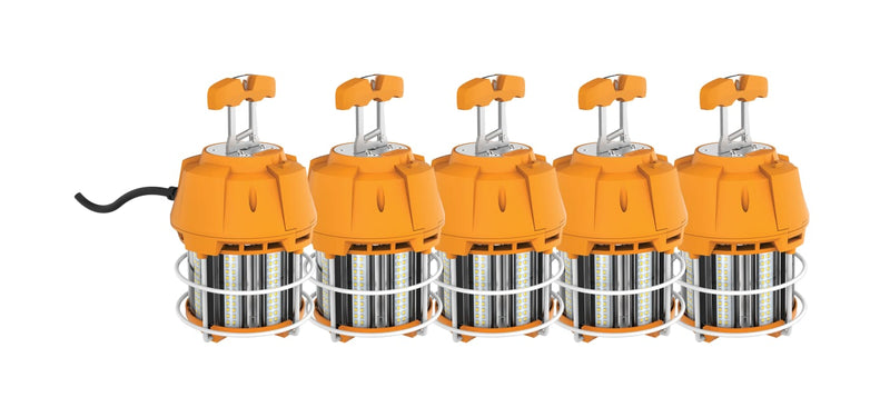 Set of six orange and silver pumps on a white background
