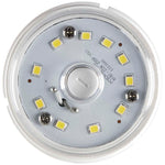 Close-up of a LED light bulb with visible LEDs and base