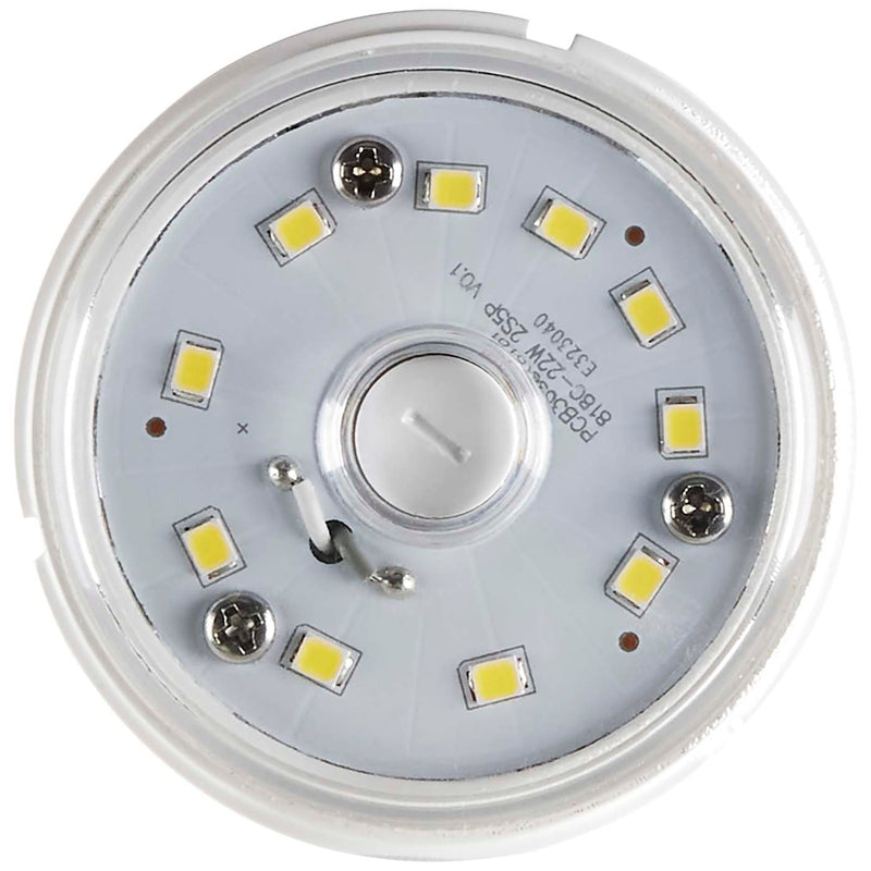 Close-up of a LED light bulb with visible LEDs and base