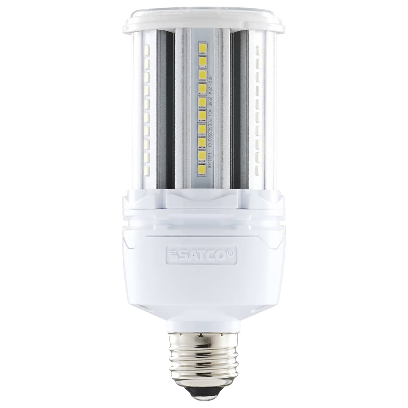 LED corn bulb with E26 base on a white background