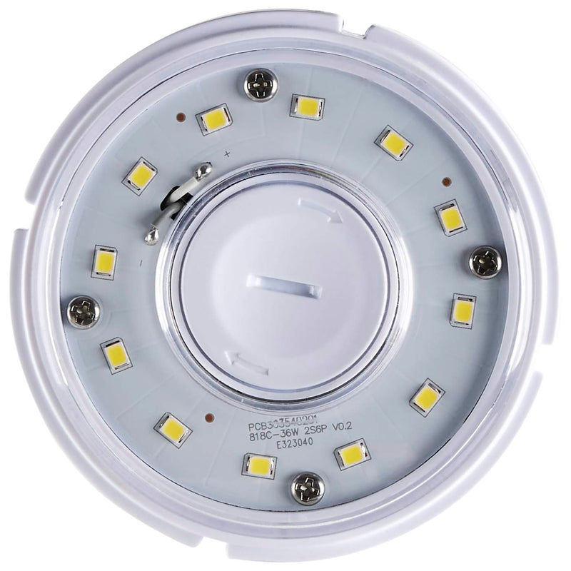 Close-up of a LED light bulb with visible LEDs and base