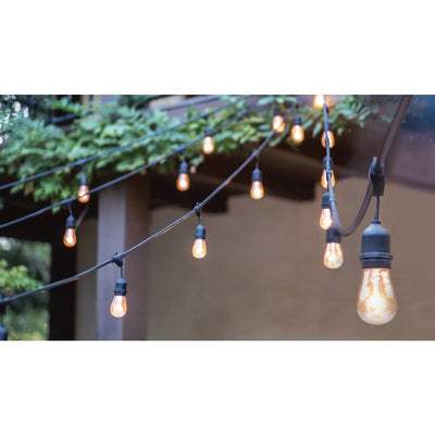 24FT LED String Light; Includes 12-Light Filament LED bulbs With Plug, 12W, 2700K, 120V