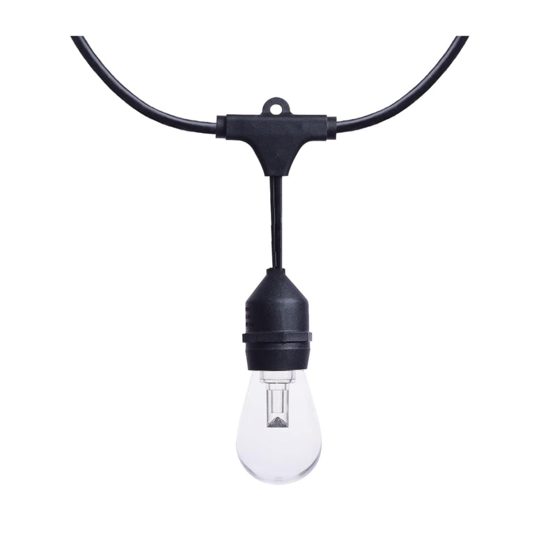 24 Foot LED String Light; 12-S14 Lamps; Medium Base; RGBTW; Infrared Remote; Black; 120 Volt