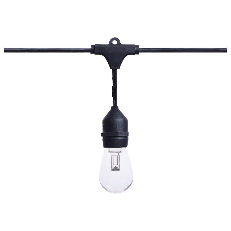 24 Foot LED String Light; 12-S14 Lamps; Medium Base; RGBTW; Infrared Remote; Black; 120 Volt