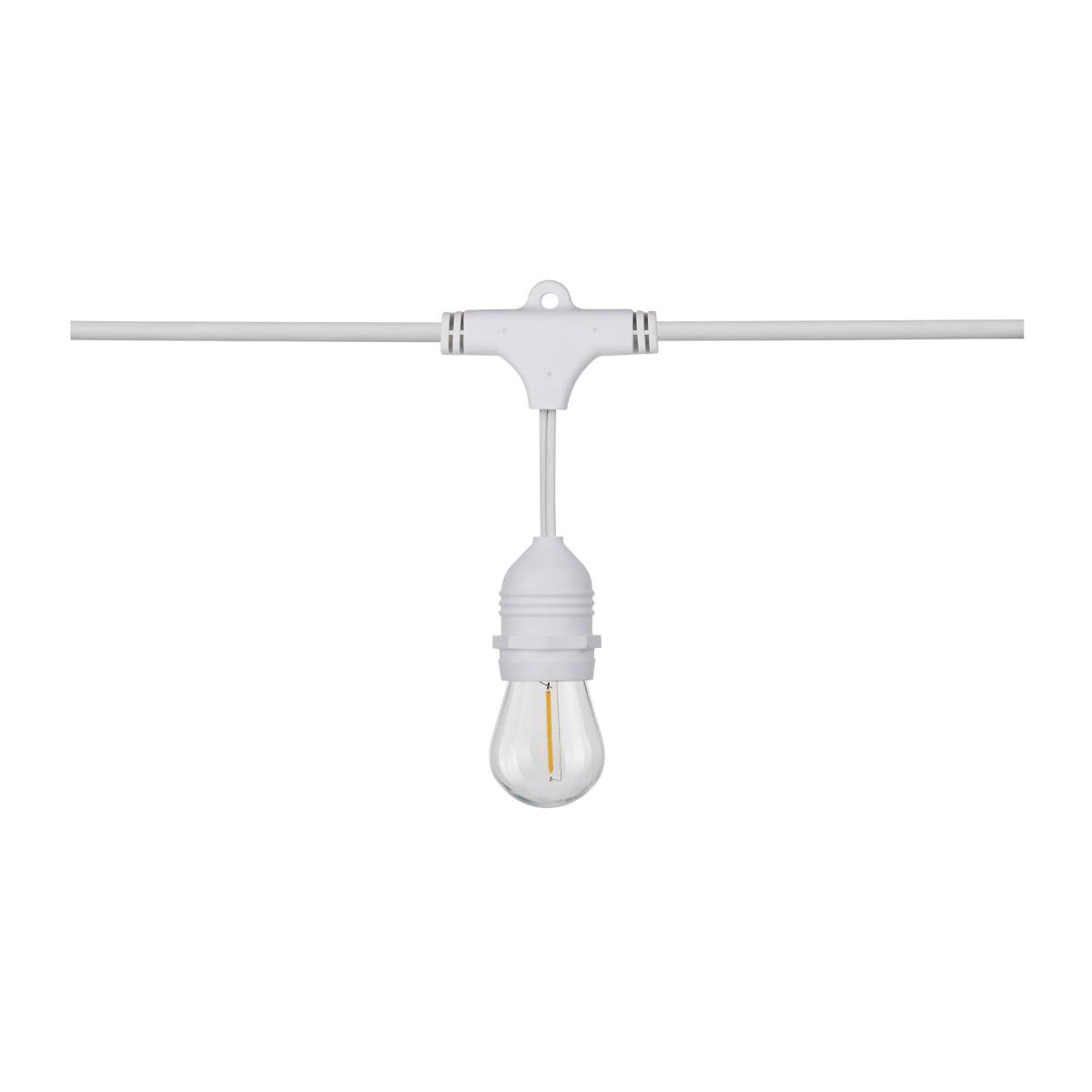 24Ft, LED String Light; Includes 12-S14 bulbs, 2200K, White Cord