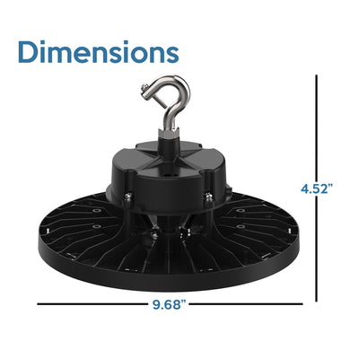 Saturn LED UFO High Bay, 100 watt, 120-277V, 18,500 Lumens, 5000K CCT, Black Finish