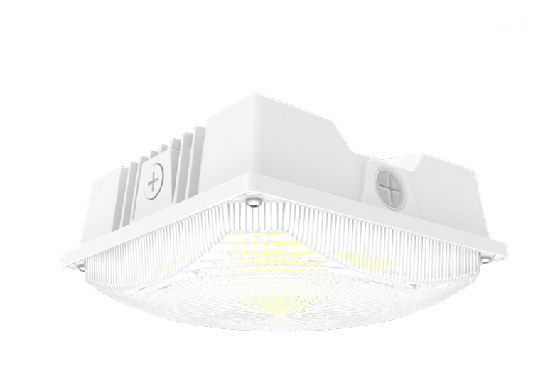 8" Square LED Canopy Light With Photocell, 20W/30W/40W Selectable, 5600 Lumens, 120-277V, CCT Selectable 3000K/4000K/5000K, White Finish