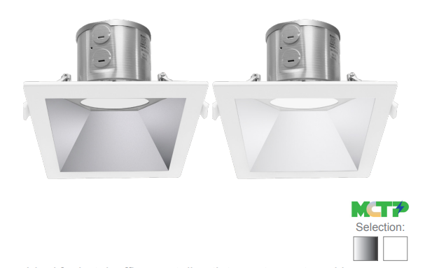 6" LED SQUARE COMMERCIAL RECESSED LIGHT, 3200 LUMEN MAX, WATTAGE AND CCT SELECTABLE, 120-277V, HAZE OR WHITE