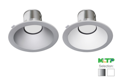 8" LED ROUND COMMERCIAL RECESSED LIGHT, 3200 LUMEN MAX, WATTAGE AND CCT SELECTABLE, 120-277V, HAZE OR WHITE