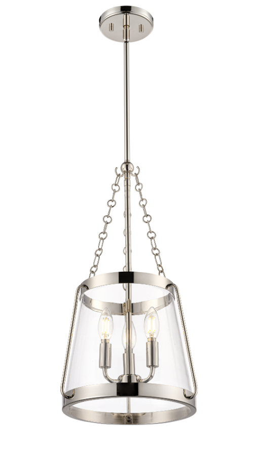 Adabella 11.75" 3-Light Pendant - Matte Black, Polished Nickel, or Vintage Brass