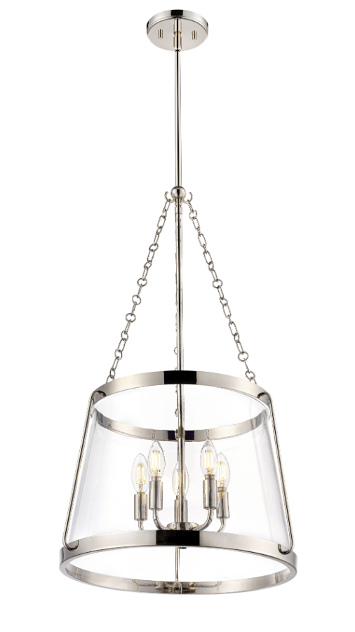 Adabella 17.75" 5-Light Pendant - Matte Black, Polished Nickel, or Vintage Brass