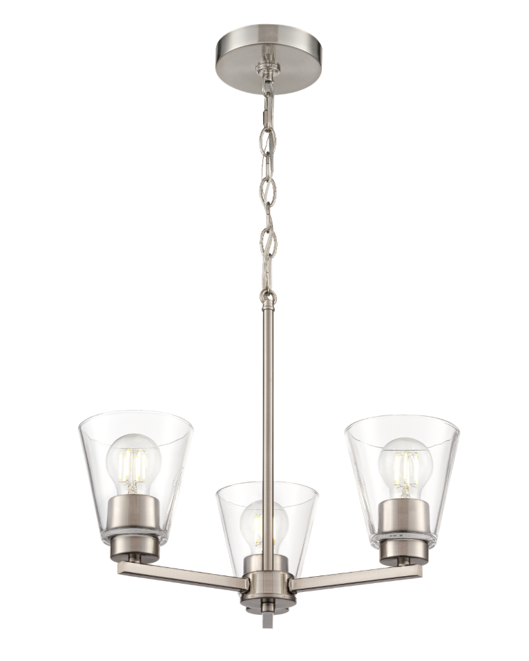Strayhan 18" 3-Light Chandelier - Brushed Nickel, Matte Black, or Modern Gold