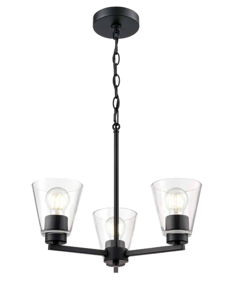 Strayhan 18" 3-Light Chandelier - Brushed Nickel, Matte Black, or Modern Gold