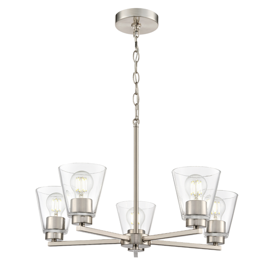Strayhan 24" 5-Light Chandelier - Brushed Nickel, Matte Black, or Modern Gold