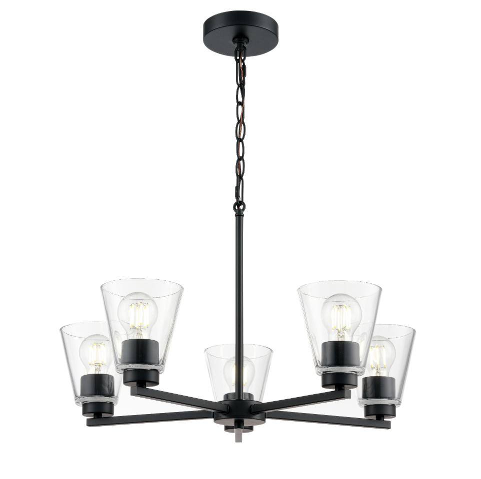 Strayhan 24" 5-Light Chandelier - Brushed Nickel, Matte Black, or Modern Gold