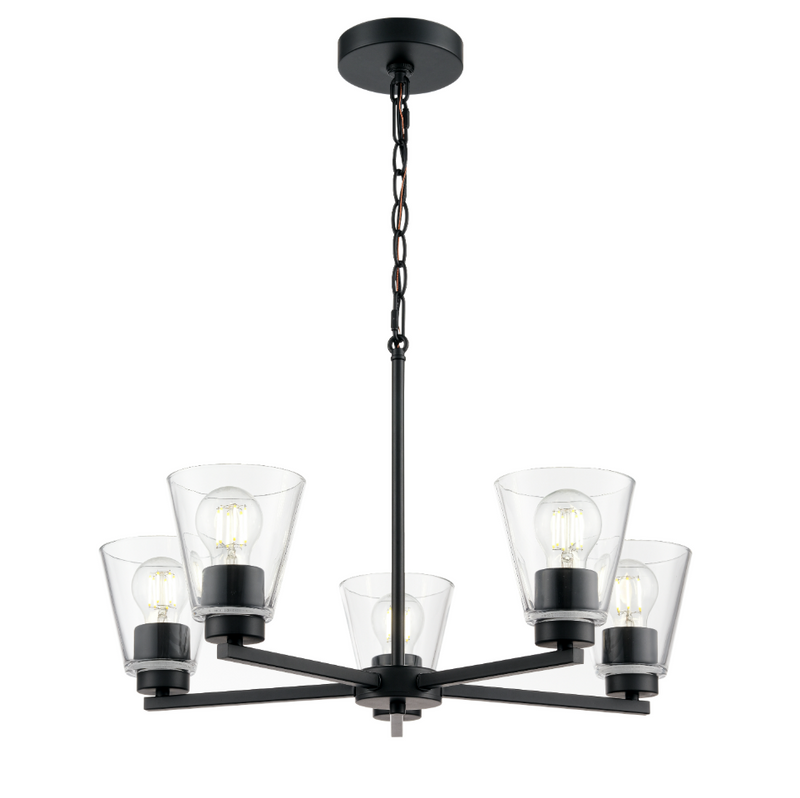 Strayhan 24" 5-Light Chandelier - Brushed Nickel, Matte Black, or Modern Gold