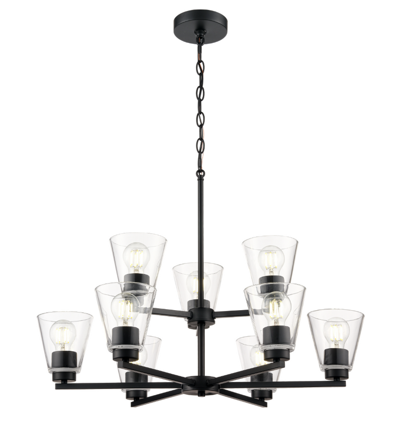 Strayhan 28.5" 9-Light Chandelier -  Brushed Nickel, Matte Black, or Modern Gold