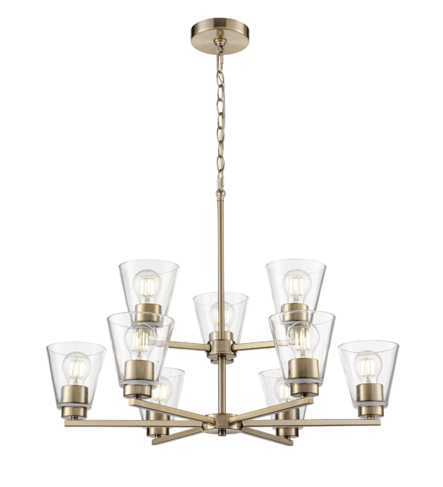 Strayhan 28.5" 9-Light Chandelier -  Brushed Nickel, Matte Black, or Modern Gold