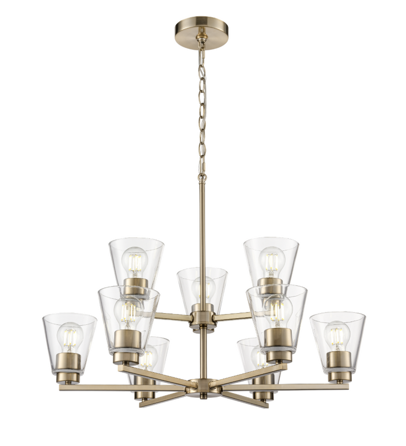 Strayhan 28.5" 9-Light Chandelier -  Brushed Nickel, Matte Black, or Modern Gold