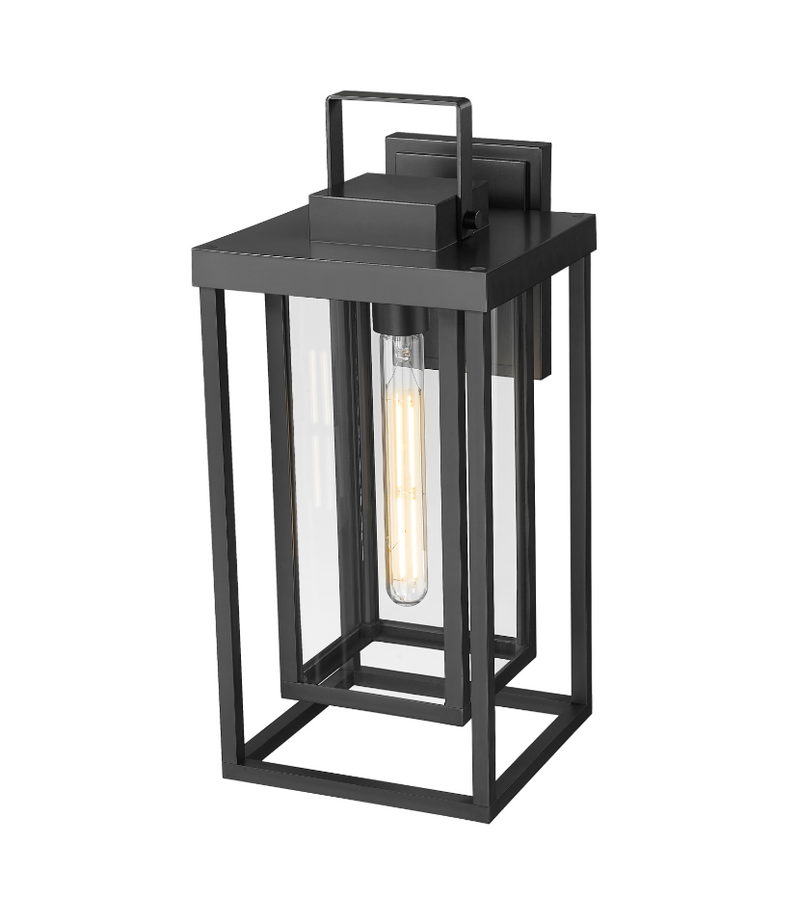 McDonough 18" High 1-Light Outdoor Wall Lantern - Powder Coated Black