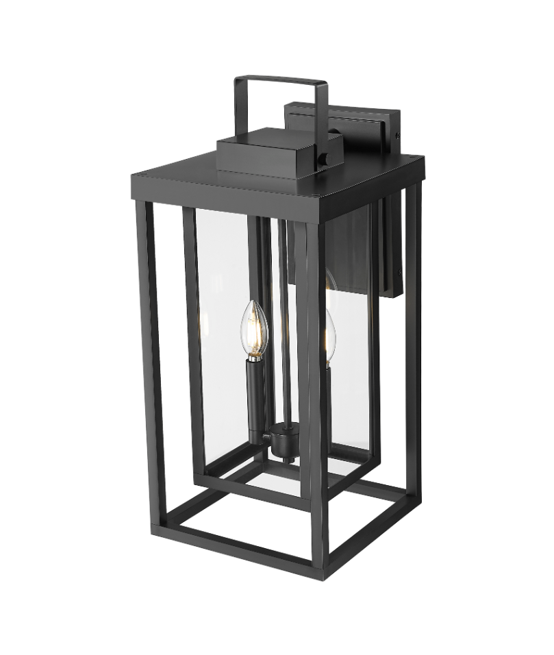 McDonough 22.25" High 2-Light Outdoor Wall Lantern - Powder Coated Black