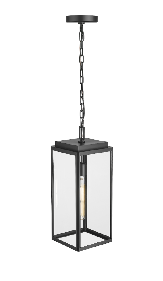 Alpharetta 7.5" 1-Light Outdoor Hanging Lantern - Powder Coated Black
