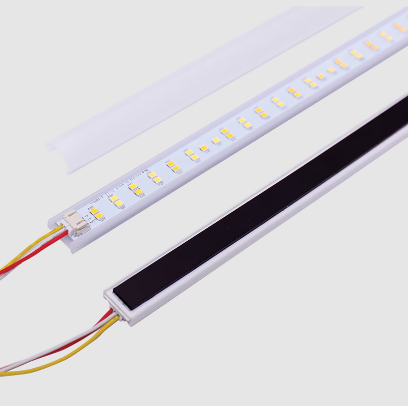 White led strip light with sleek rectangular design and yellow leds in 4 foot magnetic retrofit kit 5070 lumen max