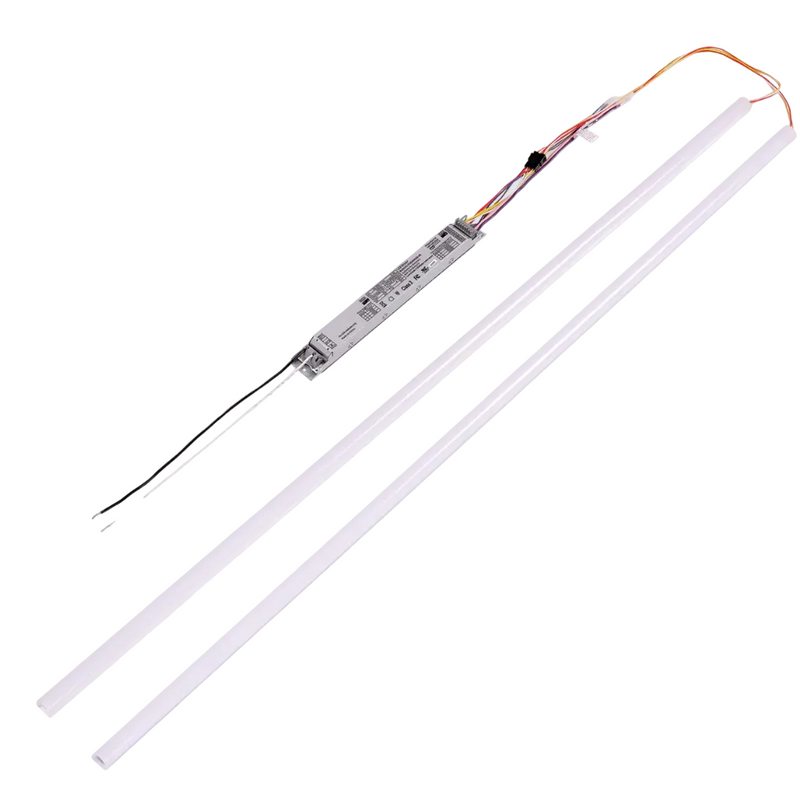 White LED light tube with integrated driver and wiring for 4 foot magnetic retrofit kit selectable wattage and CCT