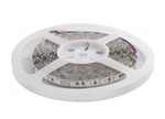 White led rgb tape light with flexible circuit board and visible leds coiled on a white plastic spool in 16 or 100 foot reel