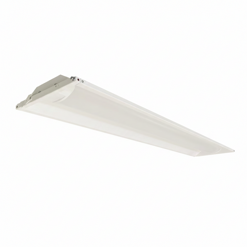 White rectangular light fixture on a gray background