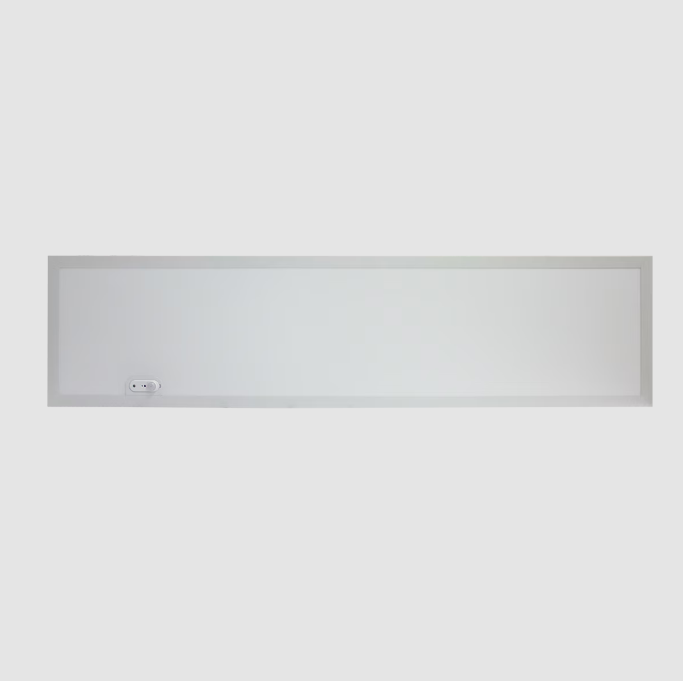 Rectangular white panel on a light gray background